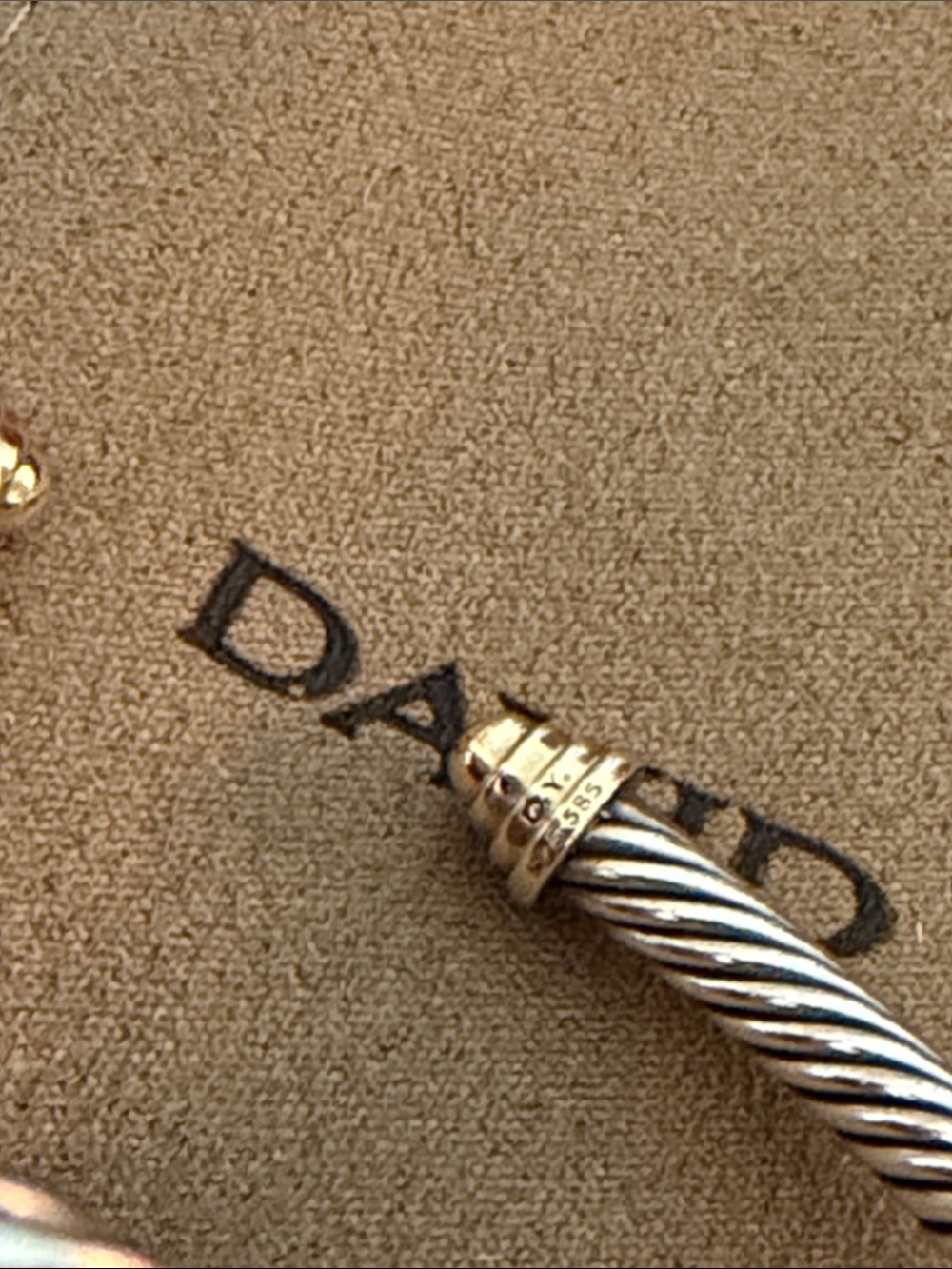 David Yurman Two-Tone Cable Cuff Bracelet in Silver and Gold 4mm - Picture 3 of 3
